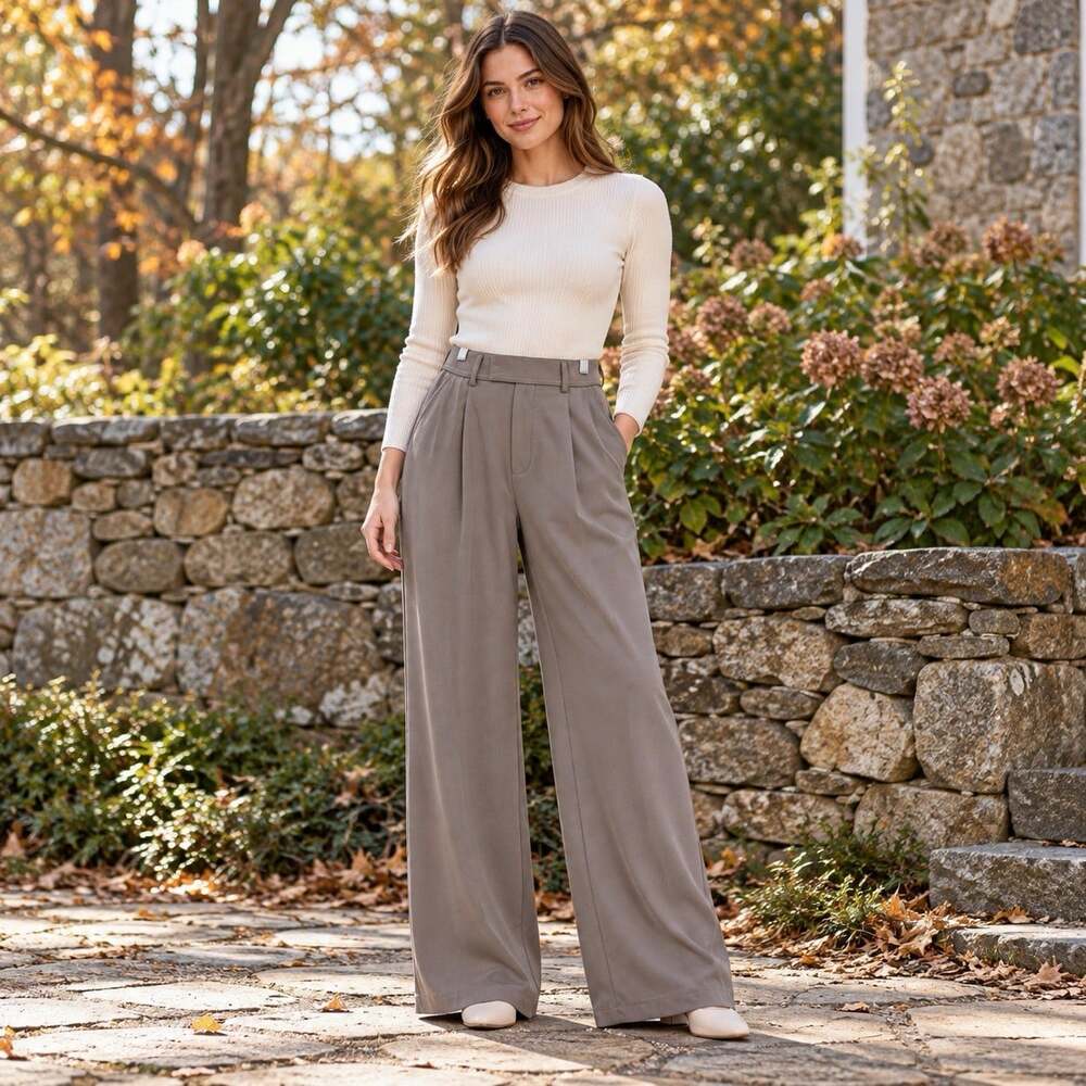 Halara High Waisted Wide Leg Work Pants Gray Stretch Petite XS Baggy Trousers